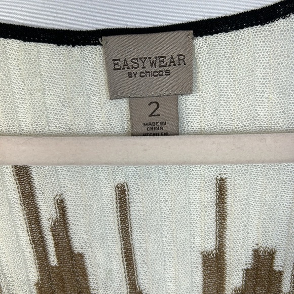 Chico’s Easywear Long Open Kimono Size Large Brown White & Black Like New - Picture 4 of 6